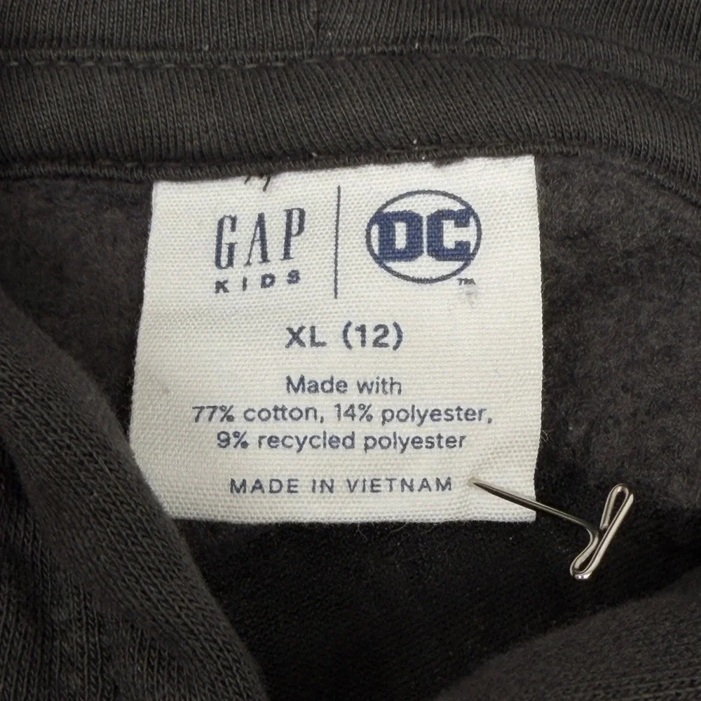 GAP Kids Batman Hoodie Pullover Sweatshirt‎ XL 12 Dark Grey DC Comics